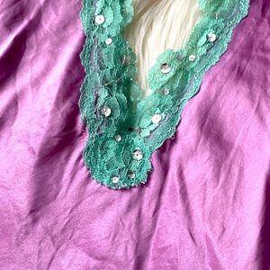 Gold Hawk Silk Camisole with Lace in Lime Sherbet